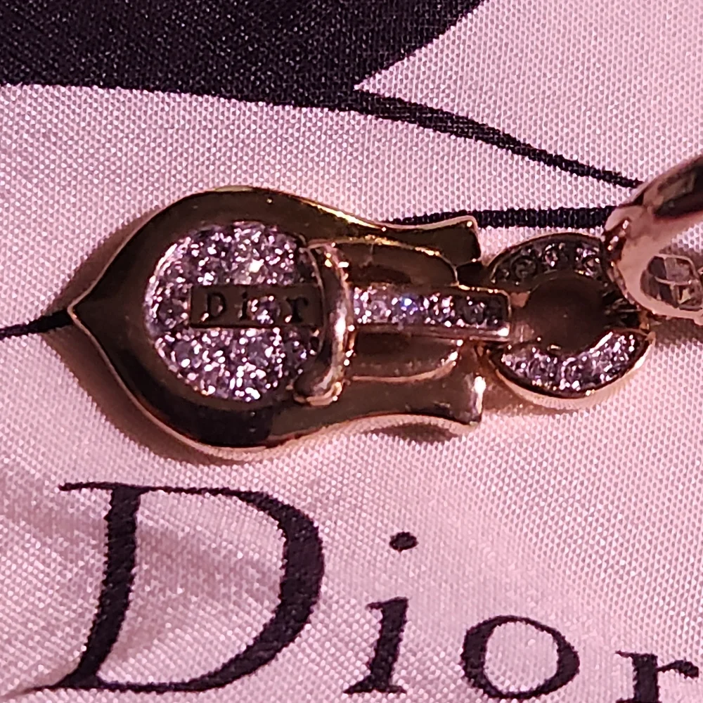 DIOR 🔥RARE🔥 Designed By John Galiano Gold Buckle design✨️ Pavé Earrings 🔥 - Picture 4 of 9